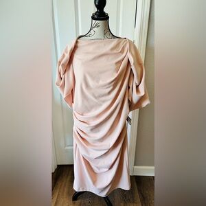 Betsy & Adam Blush Pink Draped Cocktail Dress